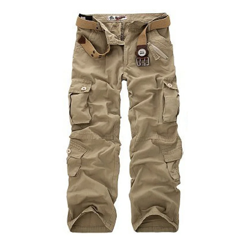 

2019 High Quality Men's Cargo Pants Casual Loose Multi Pocket Military Pants Long Trousers for Men Work Pants Plus Size 28-40