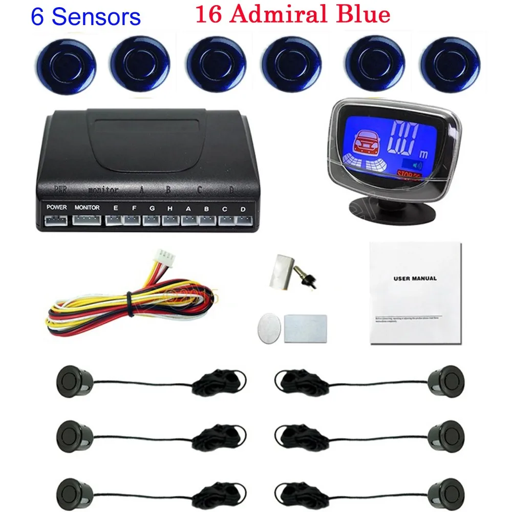 Car Reverse Parking Sensor 6 Sensors with Adjustable Distance Auto