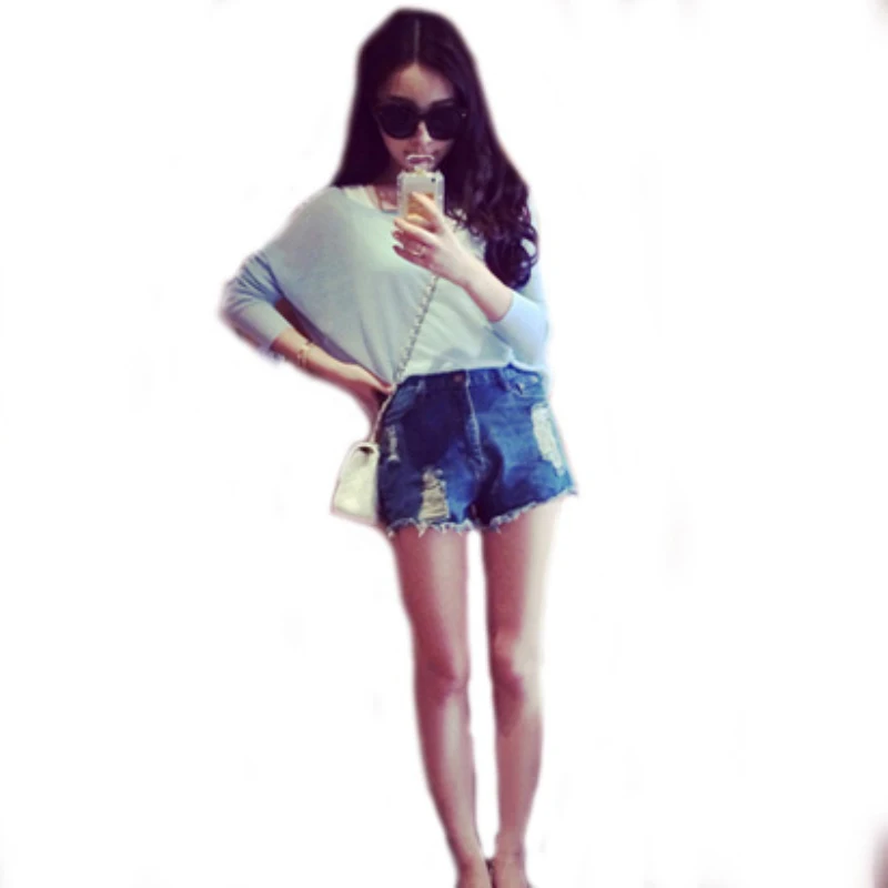 

New 2016 Summer Style Hole Punk Rock Fashion High Waisted Denim Shorts Vintage Ripped Short Jeans Sexy Womens Short