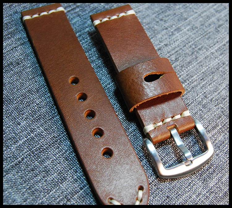 Prix pour 22mm Main-fait Mens Véritable Cuir Bracelet de Montre De Bande En Acier Inoxydable Boucle Prix pour 22mm Main-fait Mens Véritable Cuir Bracelet de Montre De Bande En Acier Inoxydable Boucle