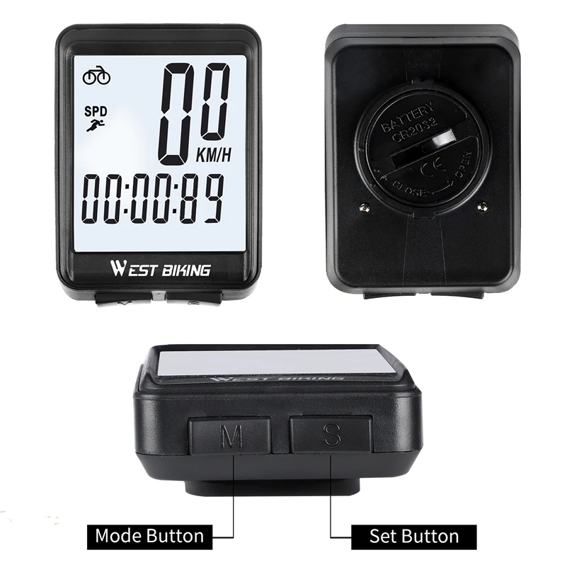 WEST BIKING Multifunction Bicycle Computer Wired Wireless Bike Speedometer Stopwatch Road MTB LED Digital Rate Cycling Computer