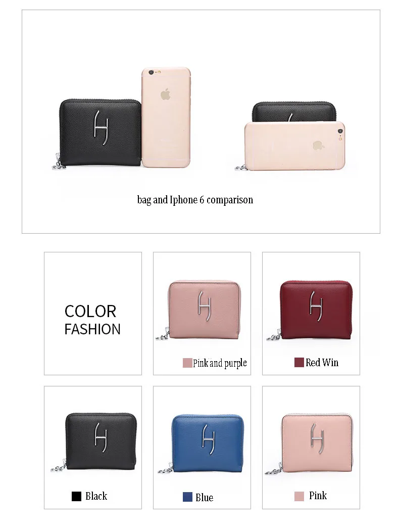 Famous Design Womens Wallets Zipper Clutch Coin Purse Bifold Hasp Short Card Dollar Bag 100% Top Quality Cow Genuine Leather  H10543011-x (2)