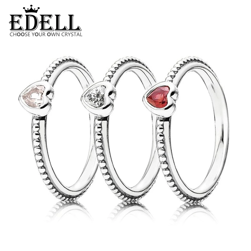 

EDELL 100% 925 Sterling Silver 11 Original SWEET HEART ZIRCONIA Pink Red Gemstone Ring Women's Ring 190896CZ 190896SGR 190896SLP
