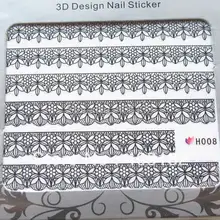 20 листов/партия смешанные серии H черный кружевной клевый стикер для дизайна ногтей