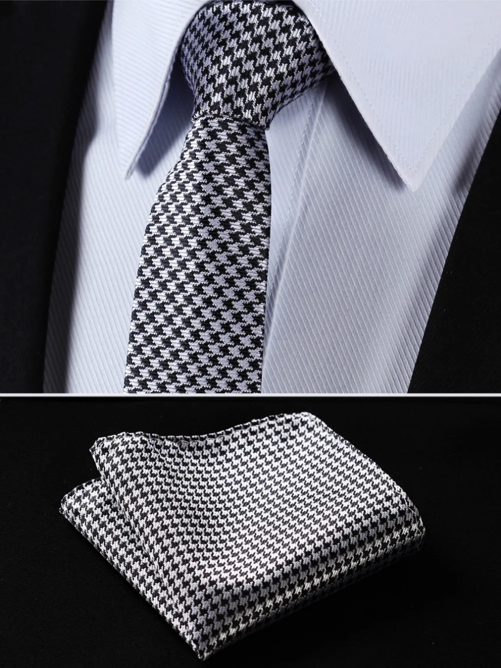 Buy TG1001L5 Black Grey Houndstooth 2.17"100Silk