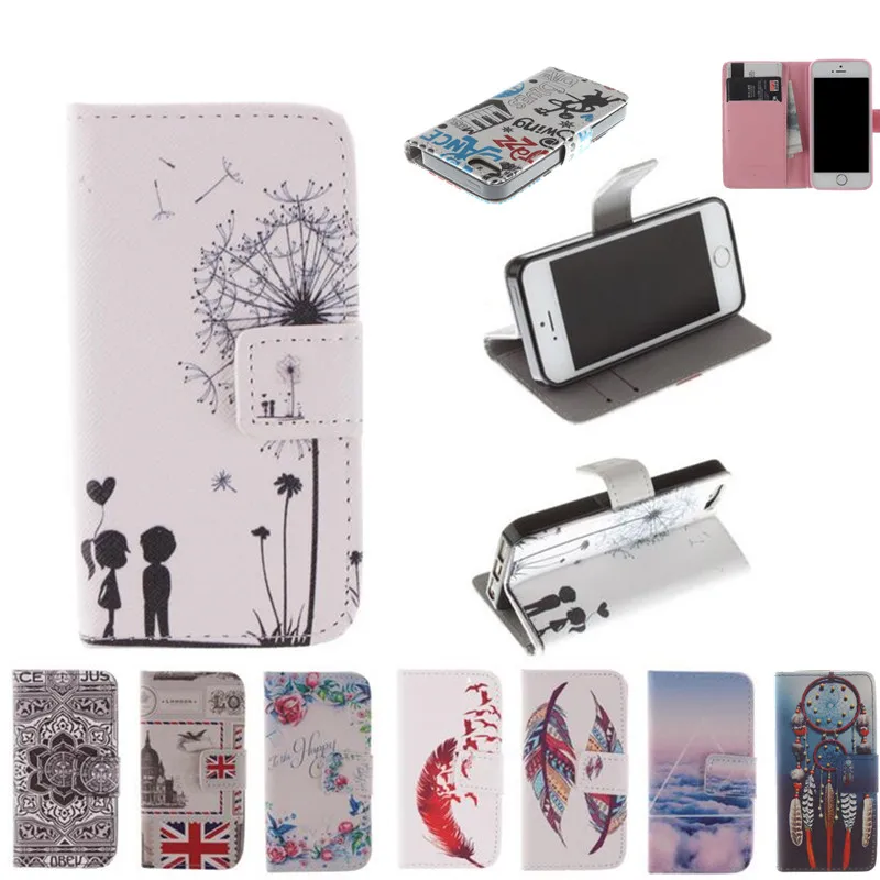 

For Apple iPhone 5 5S Hot Wallet Flip PU Leather Magnetic Case with Card Holder Smart Stand Skin Bags Case Cover