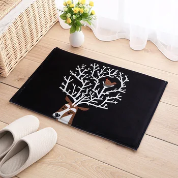 

Cute Cartoon picture Pink Bow Floor Mat Rug Flannel Door Mat Light black