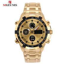 Классический светодиодный цифровой Кварцевые часы для мужчин золотой Стальной ремешок водонепроницаемые мужские спортивные часы повседневные часы мужские Япония Movt relogio