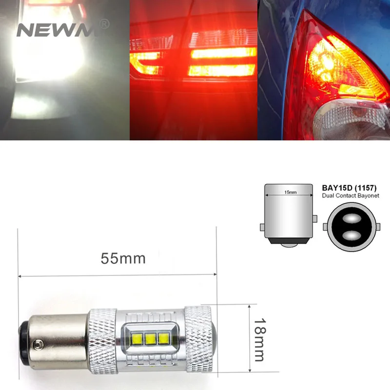 2x Amber Yellow 1157 30W LED Tail Brake Signal Blinker Light Bulbs 12-24V 