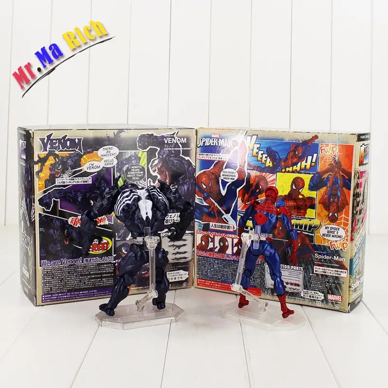 В коробке Revoltech Venom No.003 Человек паук No.002 игрушка действие|spiderman toys|action mantoys spiderman |