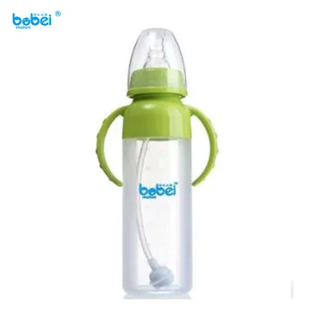 

210ml baby kids milk feeding bottle cup whole bottle body silica gel soft with handle and anti-dust cover medium flow nipple