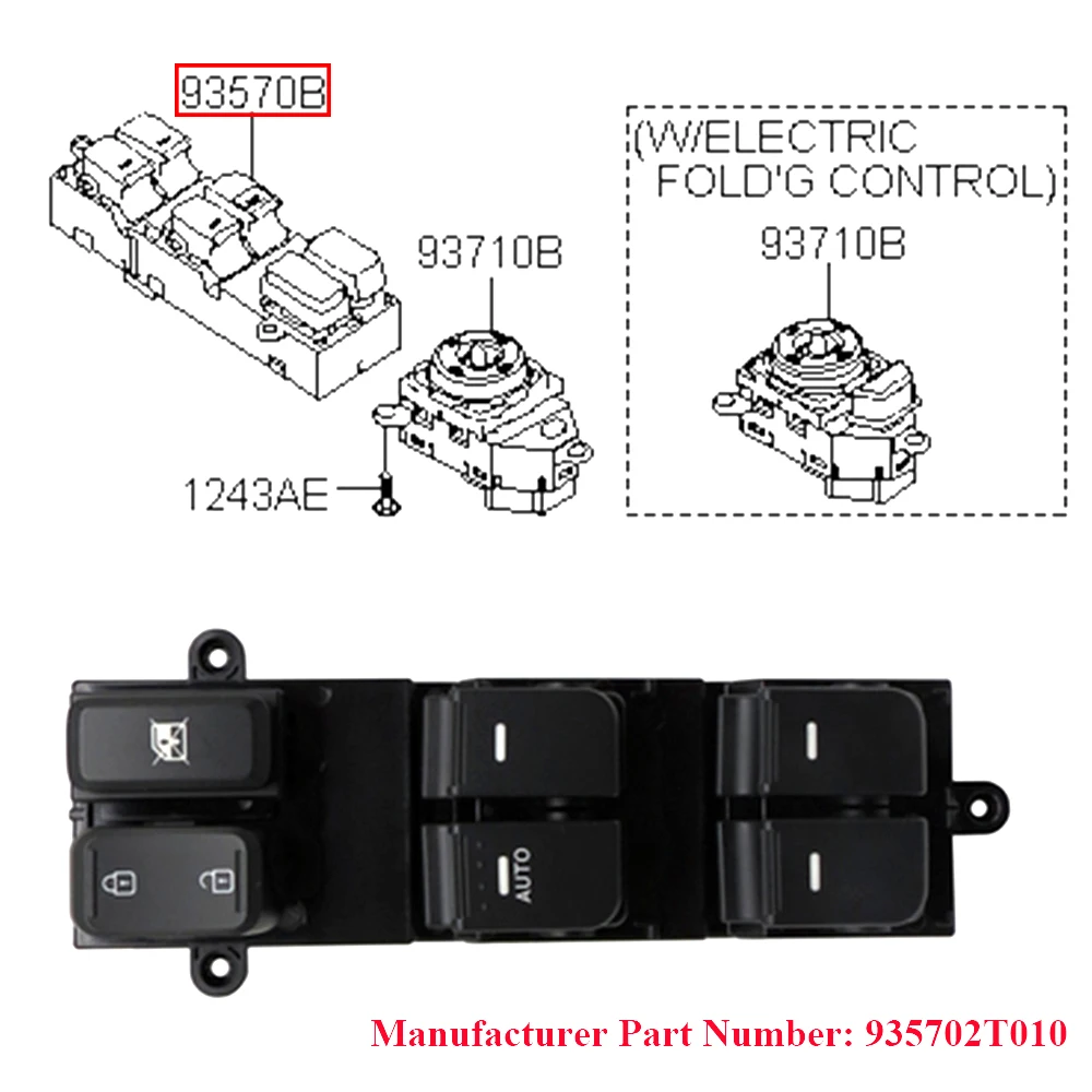 

JEAZEA 93570-2T010 935702T010 16 Pin Main Power Window Master Switch Button For Kia Optima K5 2011 2012 2013