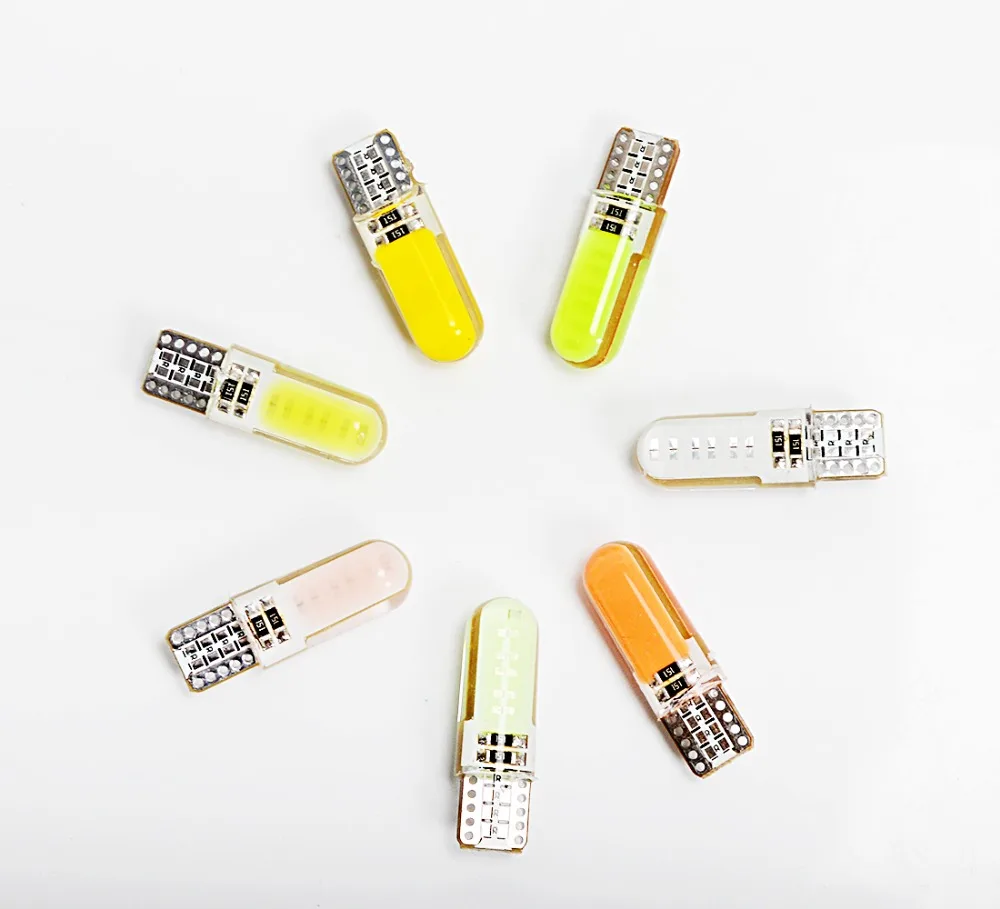 

Hippcron Car LED Bulb T10 194 W5W COB Light Silicone Small Lights Car-styling White Blue Red Crystal Blue Yellow Green PinkColor