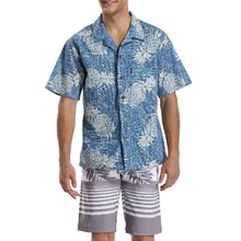 Для мужчин; гавайская рубашка с принтом ананаса и пуговицы Подпушка хлопок Рубашки домашние муж. отложной воротник Цветочный принт Рубашка с короткими рукавами гавайская рубашка