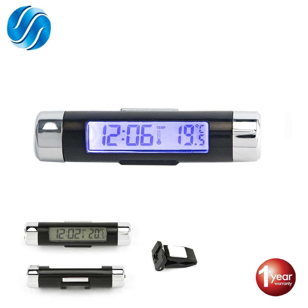 Автомобильные цифровые ЖК-часы и температурный дисплей автомобильные электронные часы термометр портативный 2в1 зажим с синей подсветкой