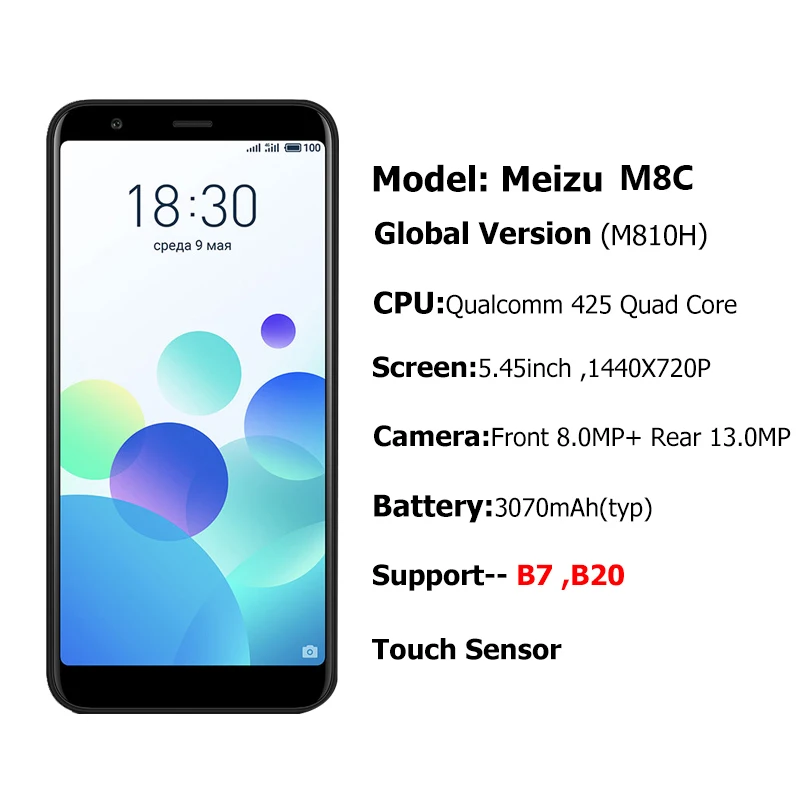 Meizu M8C смартфон с четырёхъядерным процессором Snapdragon Qualcomm 425 ОЗУ 2 Гб ПЗУ 16 ГБ 5 45