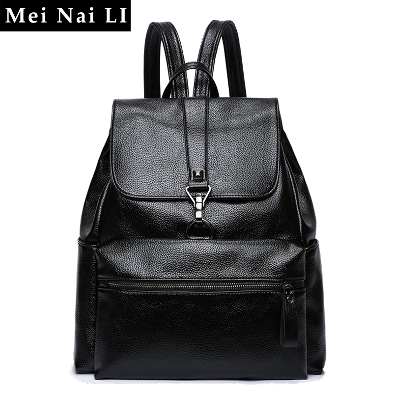 MEI NAI LI Famous brand Women Backpack High Quality PU Leather Mochila Escolar School Bags For Teenagers Girls Travel Backpacks | Багаж и