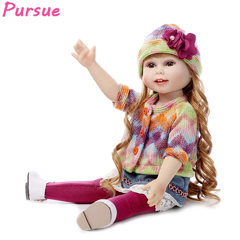 

Pursue 18"/45cm Colorful American Girl BJD Doll Reborn Babies Educational Toys Silicone Baby Dolls for Girls Sale Doll Reborn
