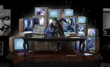 Batman Joker statue scene TV wall light box g scene model toys