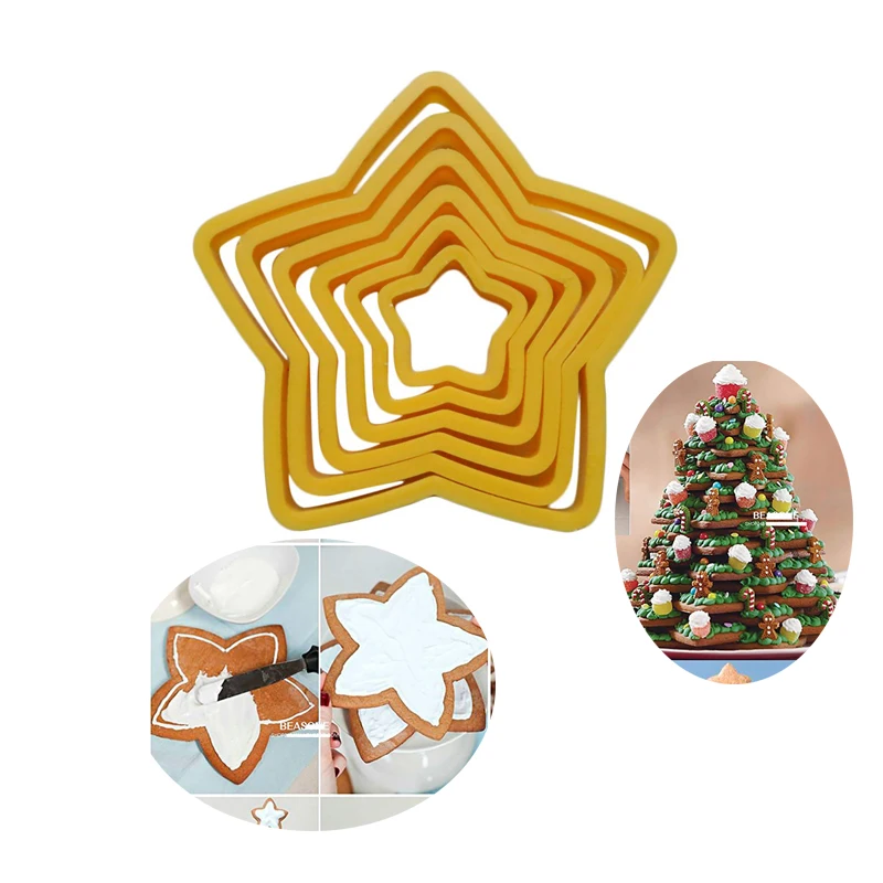 

Gingerbread Star XMAS Decoration Fondant Donut Cookie Nesting Cutters Kit Biscuit Pastry Mold for Christmas Tree