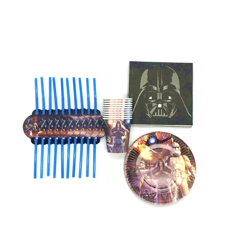 

Star Wars Theme Design 80Pcs/Lot Family Party Disposable Cup Plate Napkin Straw Boy Birthday Party Paper Tableware Set Supply