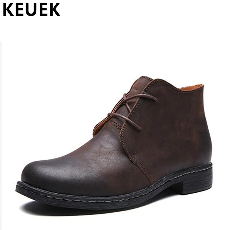 

Genuine leather Martin boots British style Men Tooling boots Lace-Up Ankle Desert Boots Autumn Winter Outdoor Military boots 033