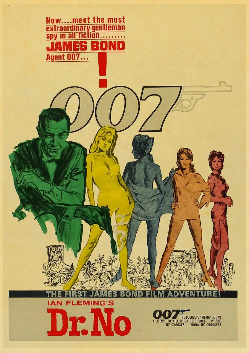 Винтаж плакат фильм Джеймс Бонд 007 Ретро плакат крафт-бумага стены для дома/комнаты/бара декор живопись