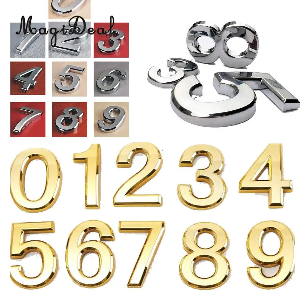 MagiDeal Silver Sticky Numeric Digit Plastic Self-Adhesive House Hotel Door Number for House Hotel Number Plate