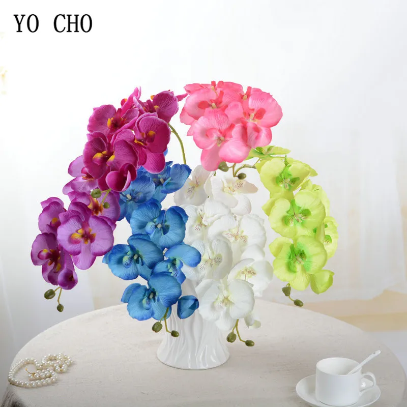 YO CHO 1Pc Fashion Butterfly Orchid Artificial Flowers Flower Head Party Home Decor Wedding Decoration Accessories Fake | Дом и сад