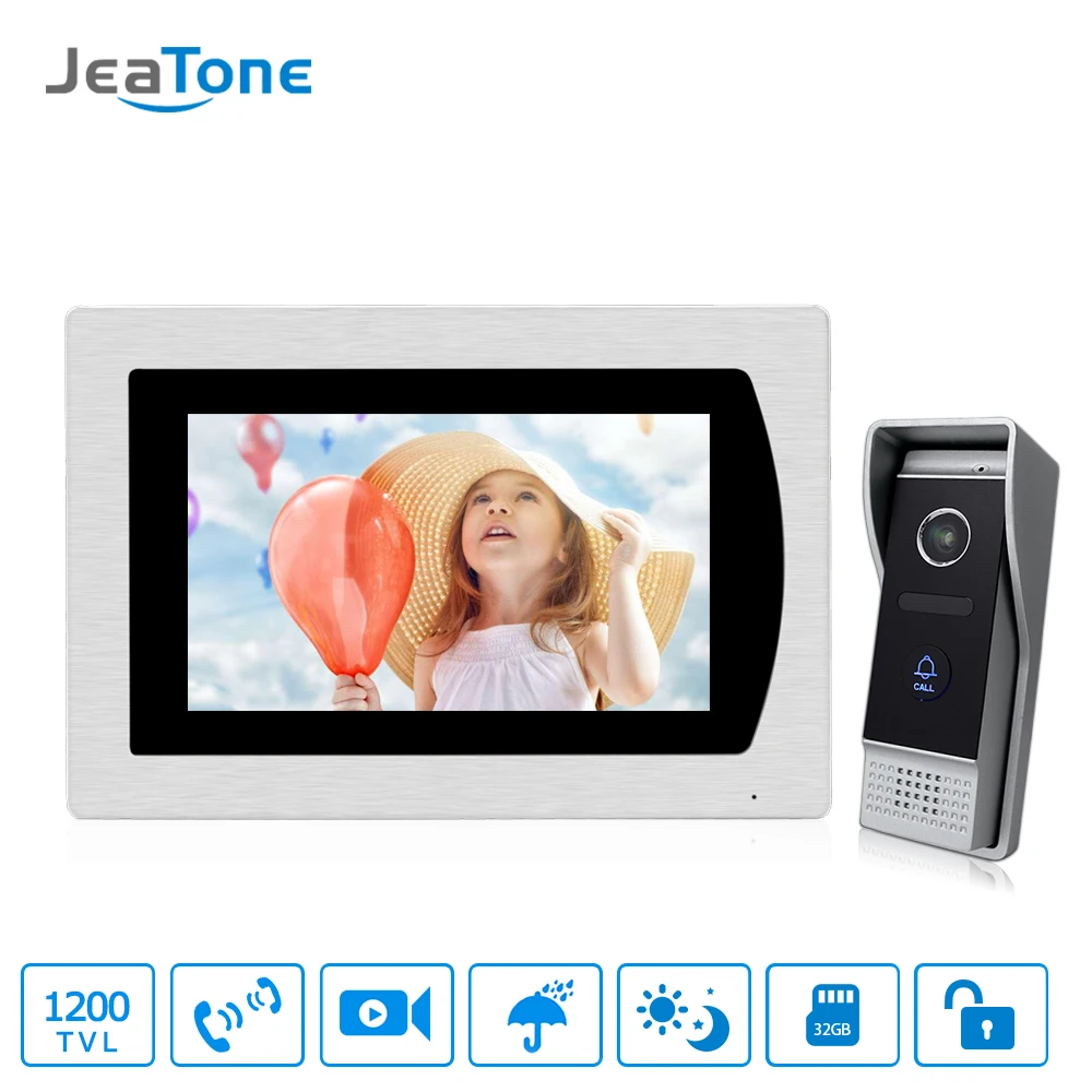 7\ Touch Screen Video Door Phone Intercom Speaker Doorbell 4-Wired Waterproof Home Intercom System Unlocking Motion Detection