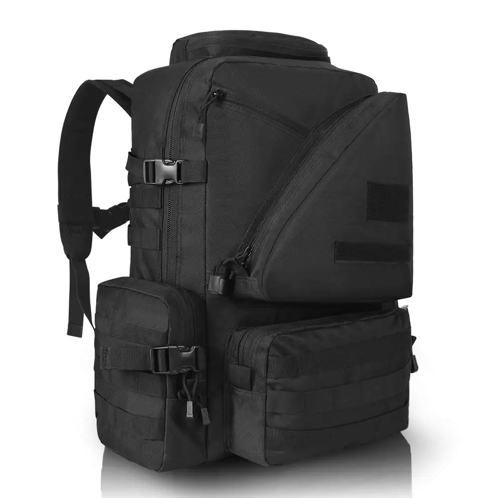 

MOLLE Tactical Assault Backpack 45L Large Black Water Resistant Army Military Rucksack with Laptop Compartment for Hiking