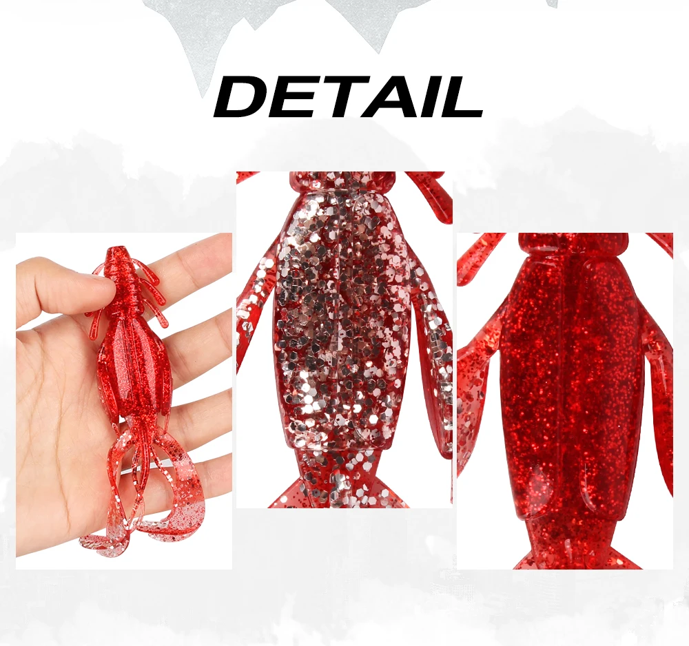 RoseWood 10.3cm 10.4g Soft Fishing Bait Crawfish Lures, Soft Plastic Fishing Lures For Fish Trout Walleye Paddle (1Pack5Pcs)  (2)