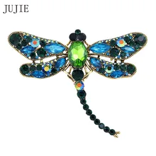 JUJIE Fashion Brooches Crystal Dragonfly Brooches For Women Scarf Lapel Vintage Brooch Pins Animal Jewelry Dropshipping