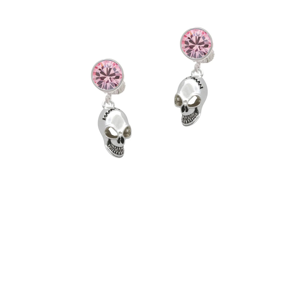 Large Skull Crystal Clip On Earrings (3)
