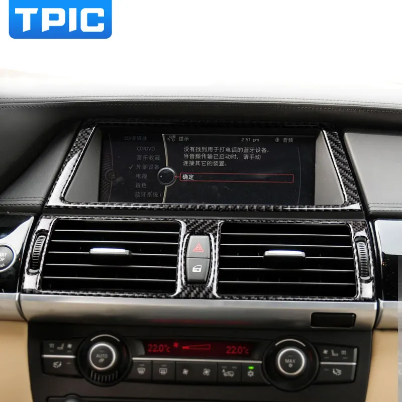 

Carbon Fiber Car Interior Navigation Control Panel air conditioner outlet Decorative Frame Cover Trim for BMW e70 e71 X5 X6