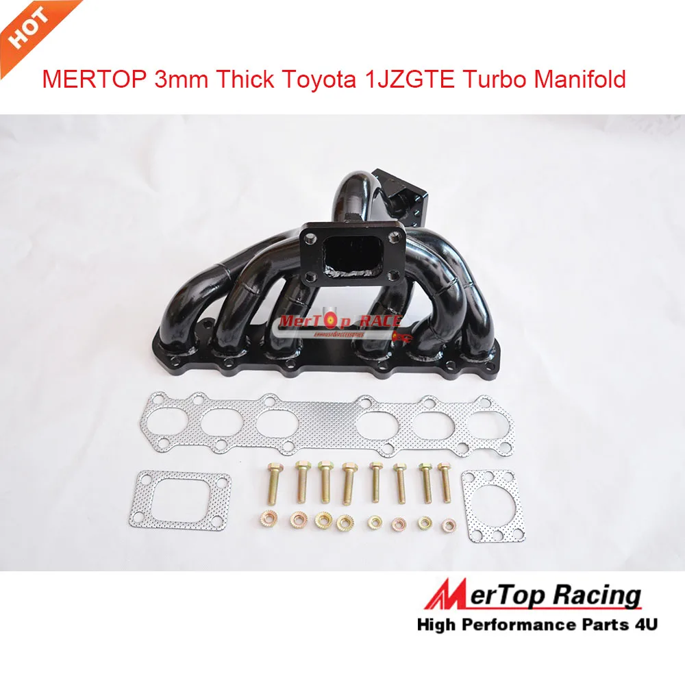 

MERTOP RACE 3mm tube thick Black coated Top mount T3 Turbo Manifold For Supra 1JZGTE 1JZ JZA70 MK3 1989-1993