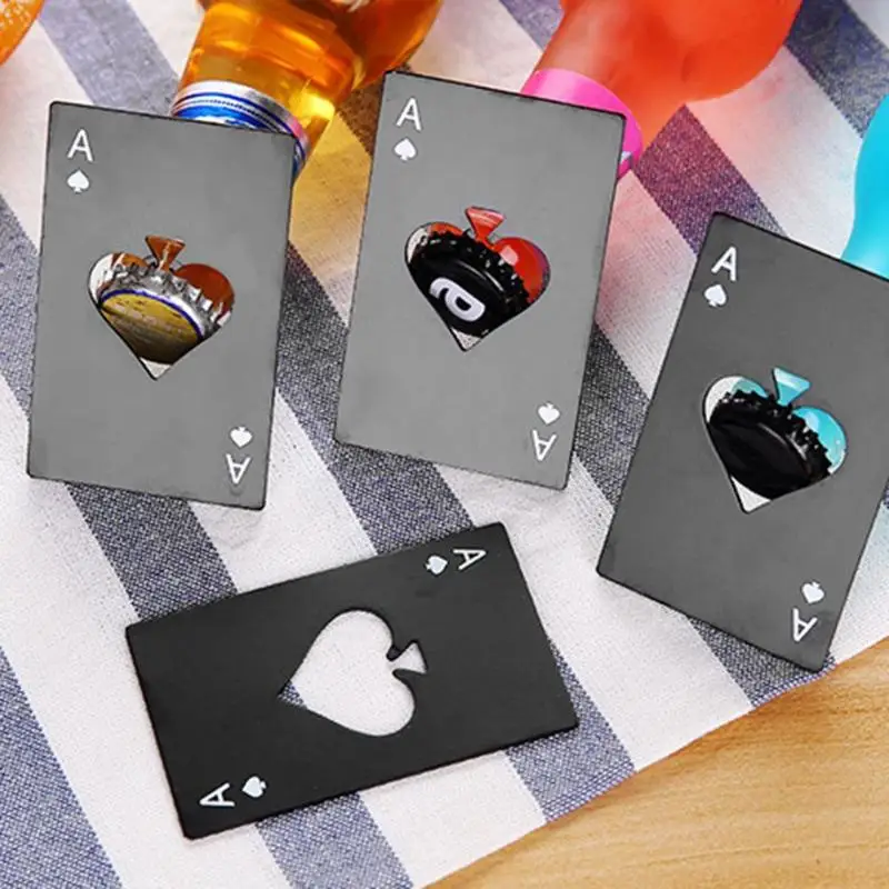 Черная/серебряная карточка для покера открывалка для бутылок пива из нержавеющей стали портативная бутылка для пикника барная открывашка
