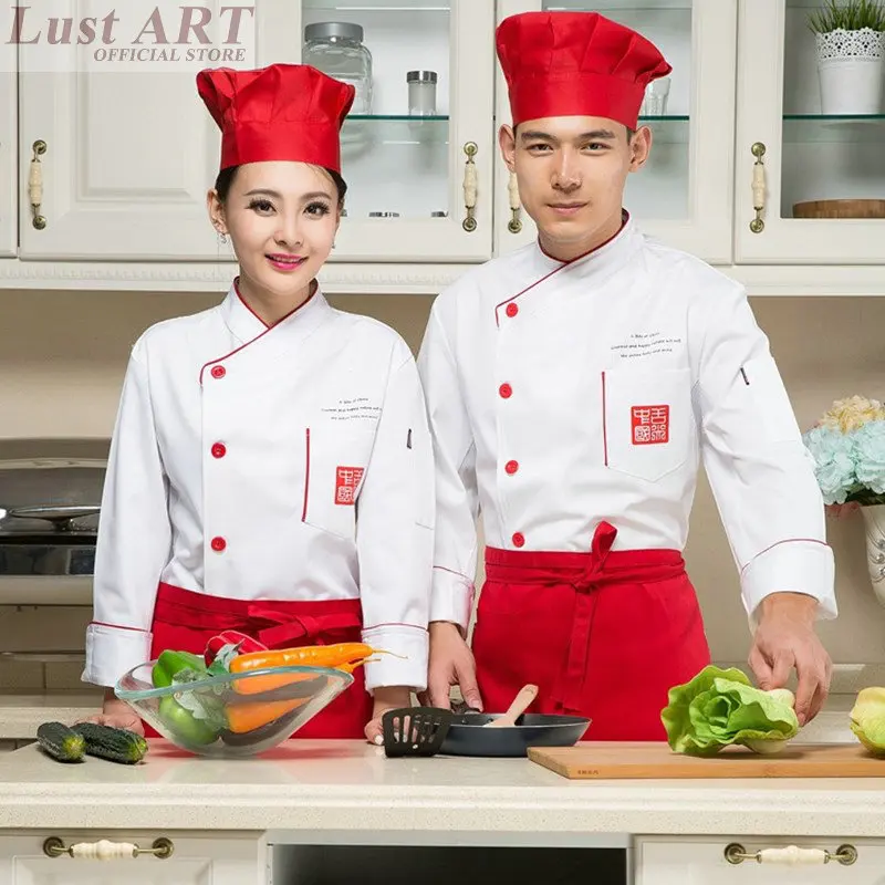 Food Service white chinese style cook clothes fashion cook uniform suit