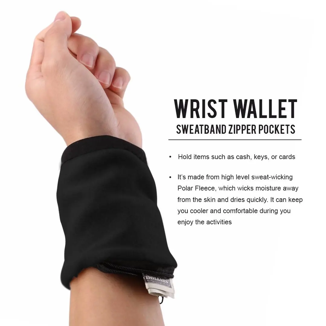 Jeebel Wrist Wallet Pouch Band Fleece Zipper Running Travel Gym Cycling Safe Sport Coin Key Storage Lightweight Jeebel Wrist Wallet Pouch Band Fleece Zipper Running Travel Gym Cycling Safe Sport Coin Key Storage Lightweight