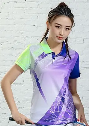 Женская одежда для бадминтона, мужская рубашка для настольного тенниса, одежда для тенниса для девочек, спортивная одежда для тенниса, спортивный костюм для пинг-понга - Цвет: Women Purple Shirt