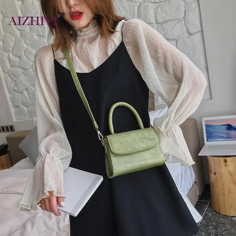 

Alligator Pattern Crossbody Bags For Women 2019 Small Handbag Solid Color PU Leather Messenger Bags Ladies Designer Evening Bags