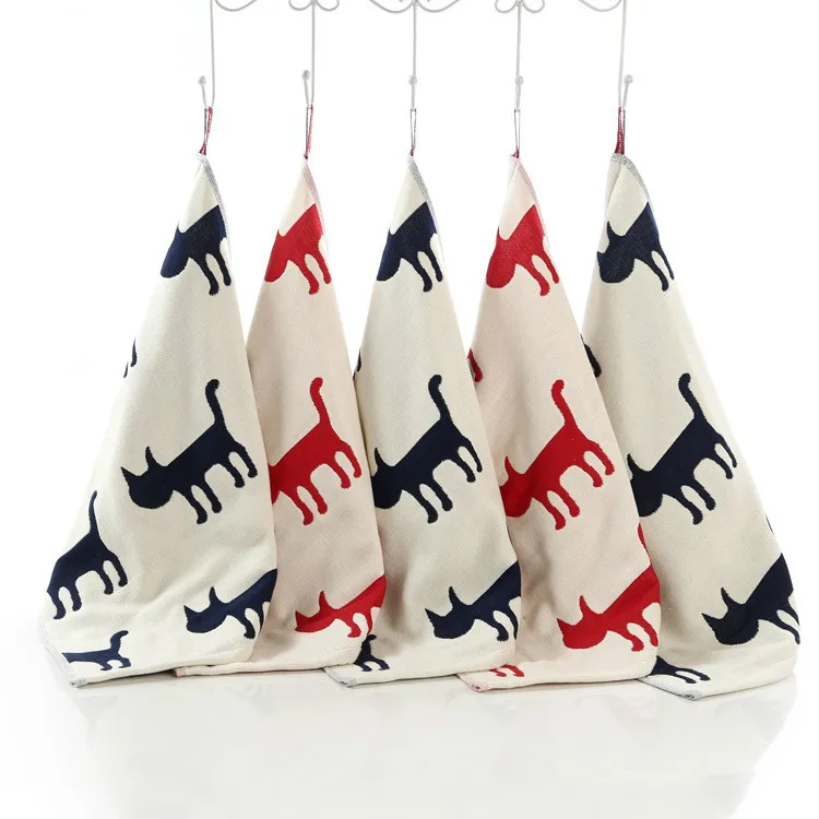 

3pcs/ set 4 layer High Quality Small Hand Towel 100% Cotton Printed Cat Face Towel Plain Soft Towels for baby 3 colors
