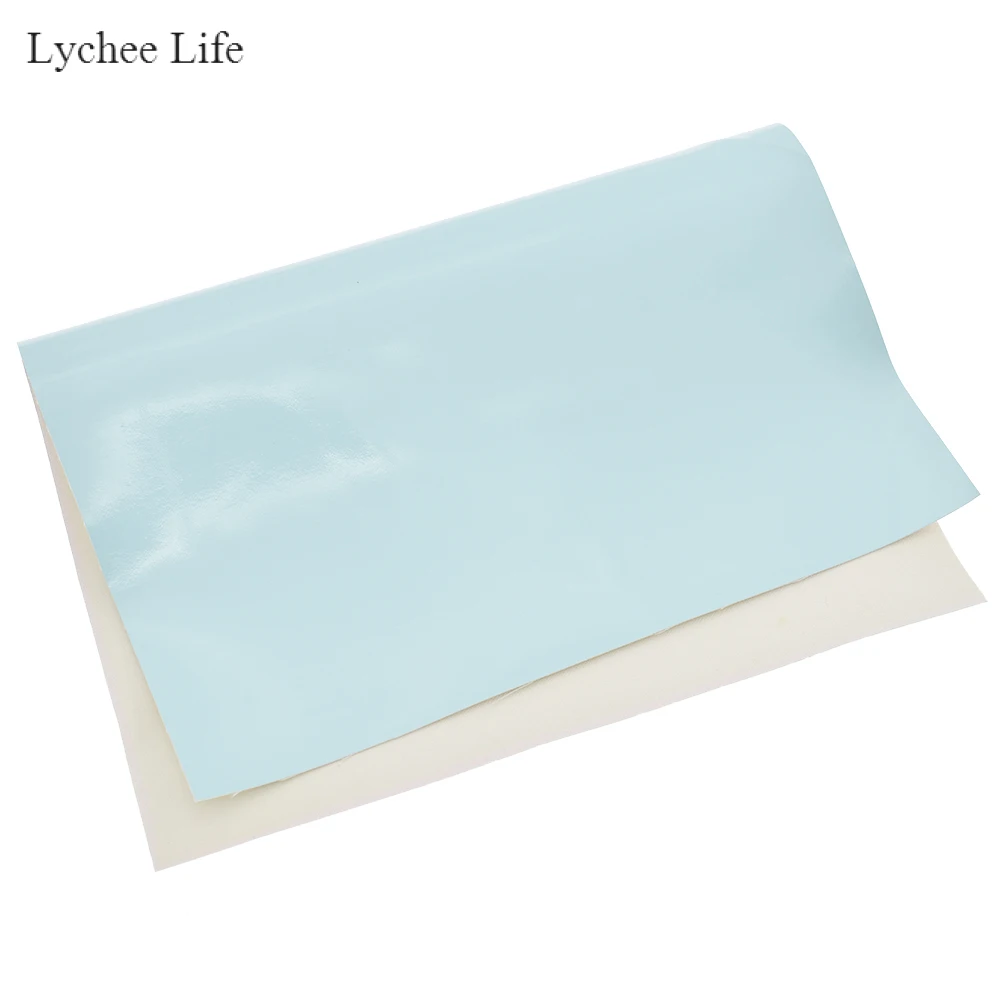 Lychee Life Сделай Сам Простой PU искусственная кожа ткань для ручного шитья украшения одежды ремесло аксессуары - Цвет: Light blue