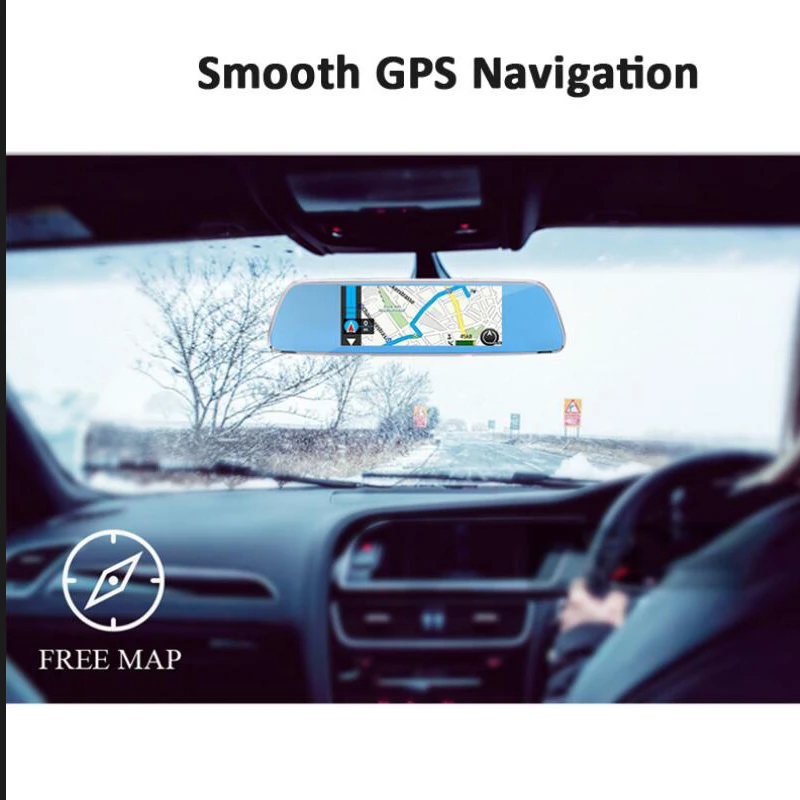 QUIDUX Car DVR 3G Android GPS Navigator 7.0inch Rearview Mirror Camera Night Vision Full HD 1080P Video Recorder With Dual lens