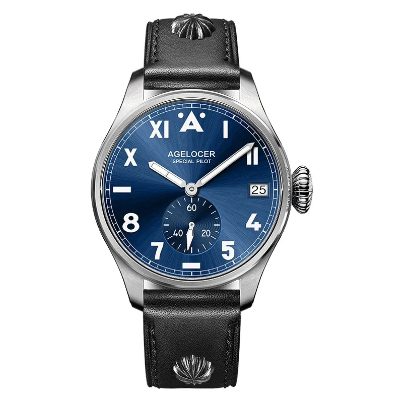 Швейцарские Agelocer Тритий газ светящиеся часы Бизнес Мужские часы Роскошные простые мужские часы мужские 316L сталь Ретро военные часы