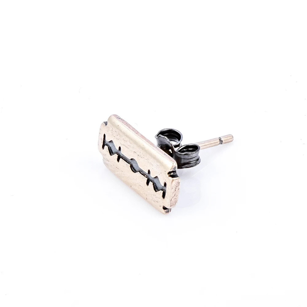 Бритва с темным лезвием, винтажные Модные женские и мужские сережки-гвоздики, модная женская бижутерия, вечерние подарки, 1 пара