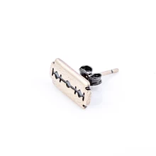 Бритва с темным лезвием, винтажные Модные женские и мужские сережки-гвоздики, модная женская бижутерия, вечерние подарки, 1 пара