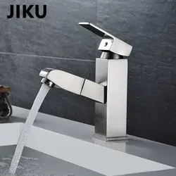 JIKU одной ручкой Ванная комната горячей и холодной воды смеситель с краном Кухня бортике щеткой хромированный кран для раковины