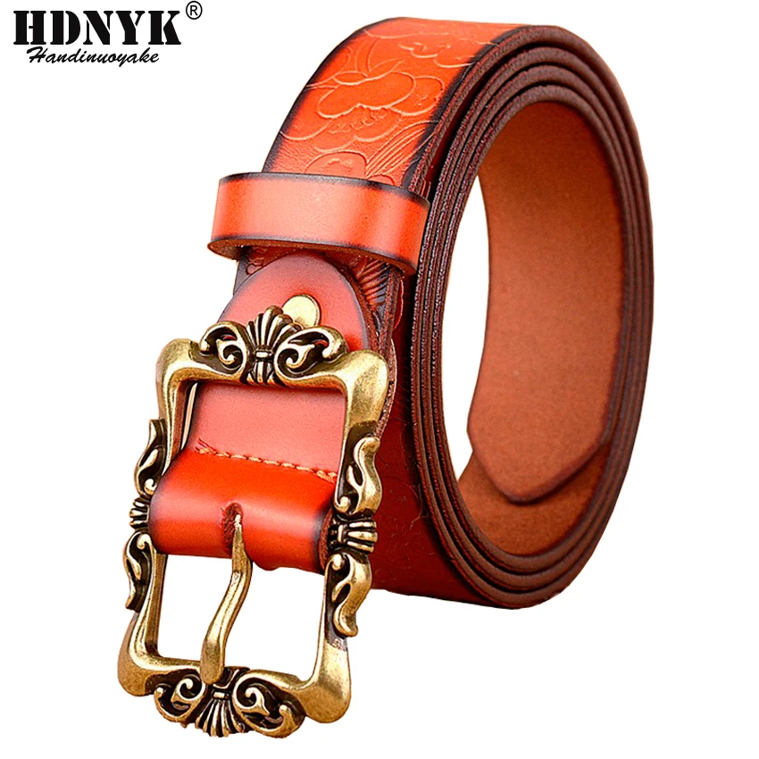Hot Sell 6 Colors Genuine Leather Women Belt Fashion Vintage Metal