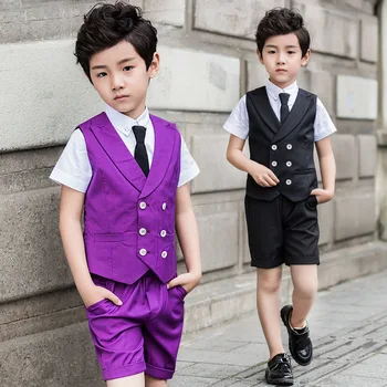 

High quality 2018 new Korean fashion boy suit vest shorts three sets